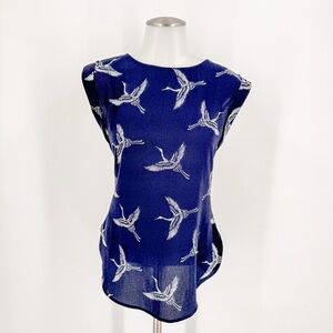 Chic Women's Blue Crane Pattern Blouse
